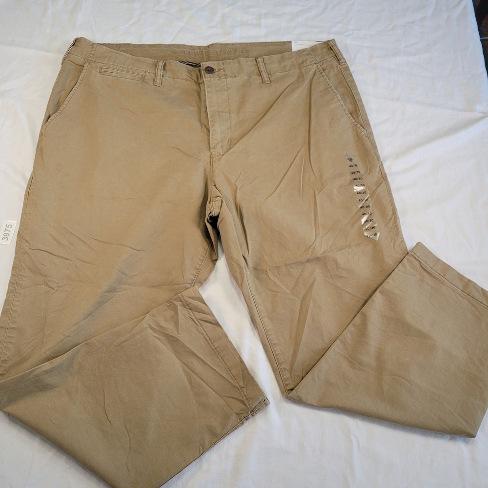 American Eagle Mens NWT Khakis Original Straight Lived In Flex Pants 40x30 Tan